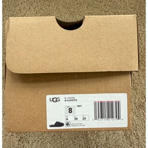 UGG Fluffette Slippers NEW in BOX Sz. 8 NAVY Womens - Picture 3 of 5
